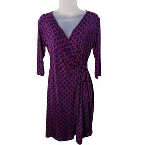 Gilli Carenza Faux Wrap Chain Link Print Blue Pink Size XS